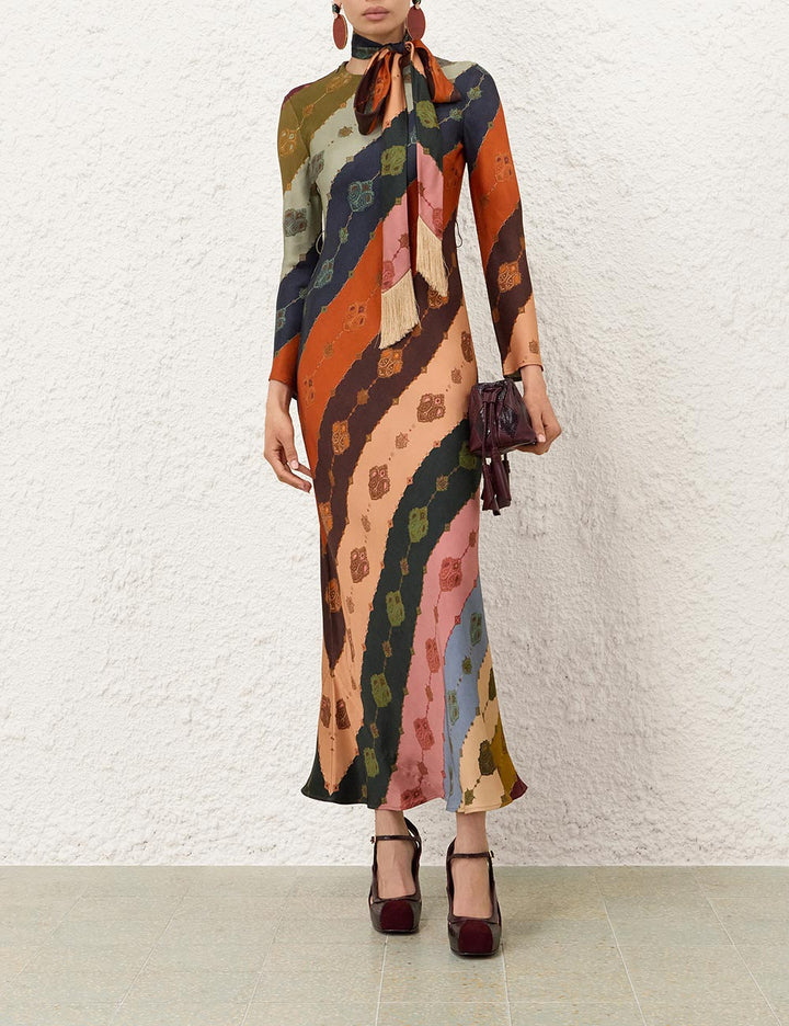 Ascent Bias Sheath Dress in Prism Stripe