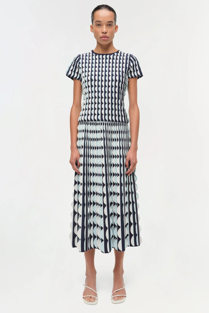 Kendra Scalloped Knit Top - Sky Multi