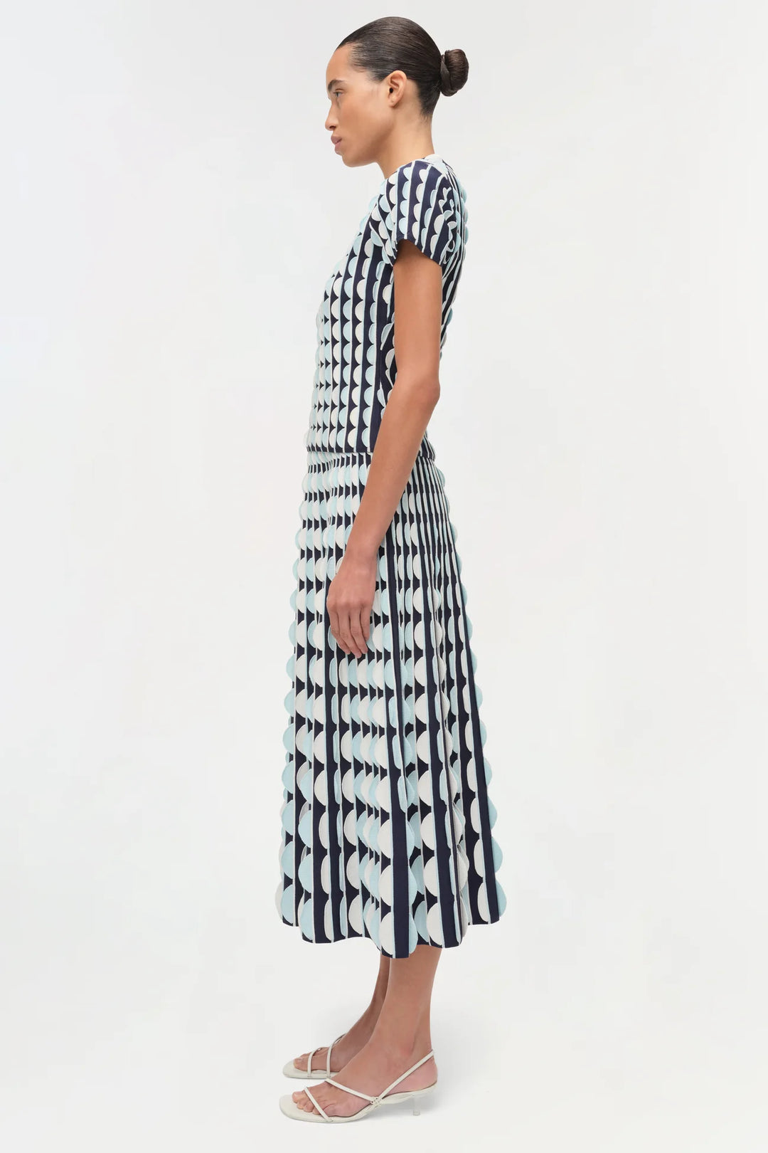 Kendra Scalloped Knit Top - Sky Multi