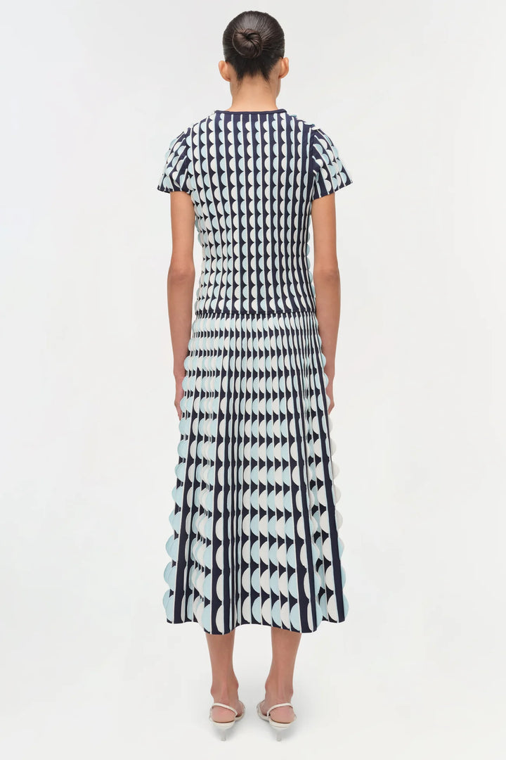 Kendra Scalloped Knit Top - Sky Multi