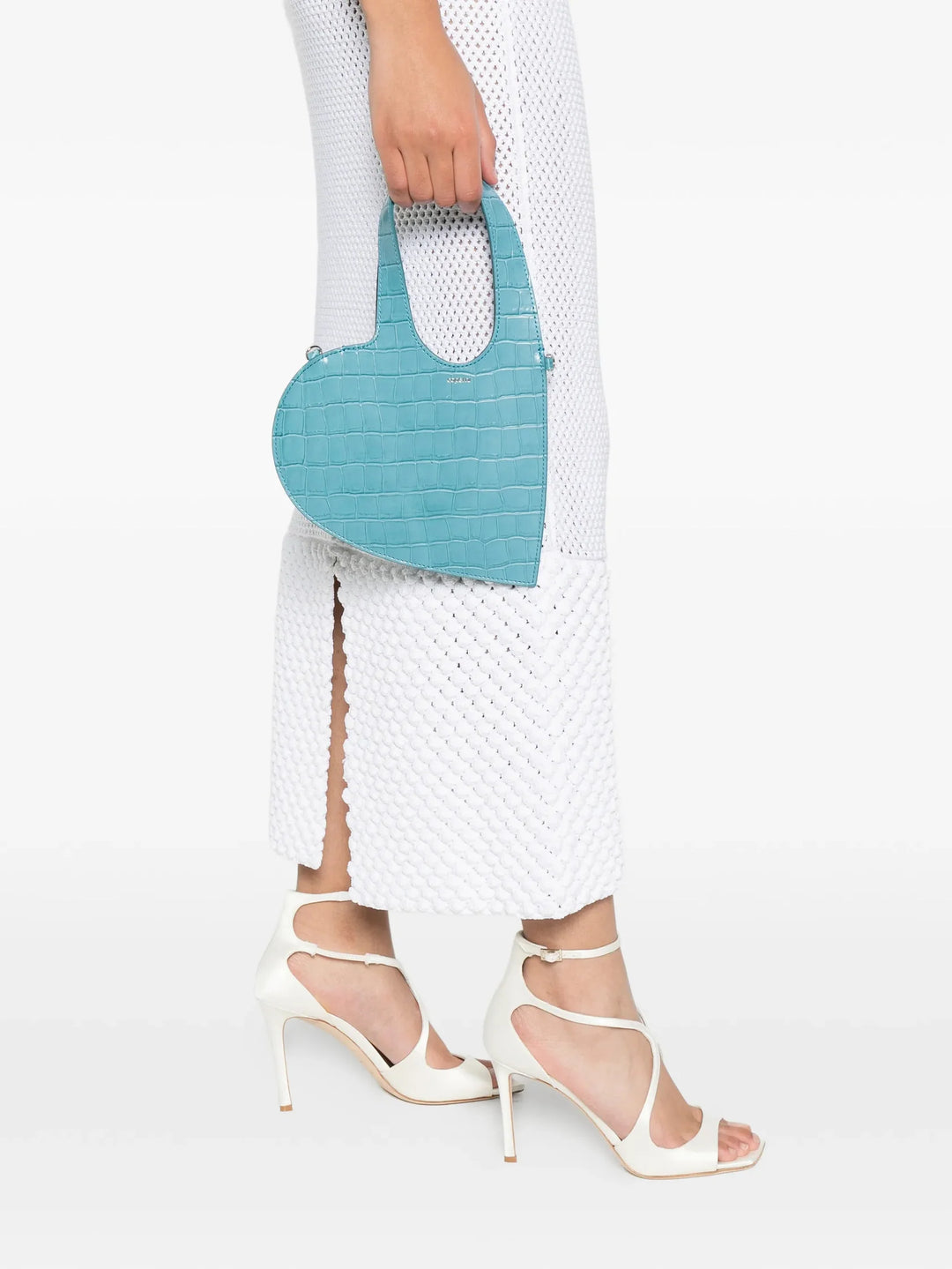 Croc-Embossed Top Handle Bag - Medium Blue