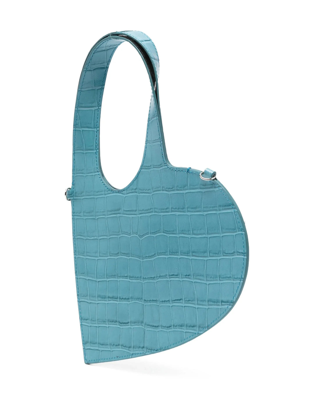 Croc-Embossed Top Handle Bag - Medium Blue