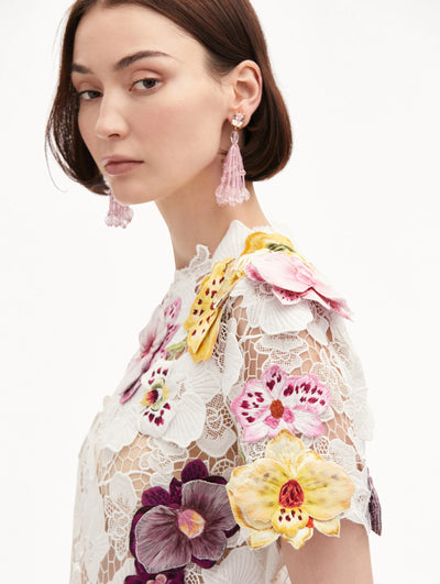 Orchid Embroidered Guipure Blouse - White