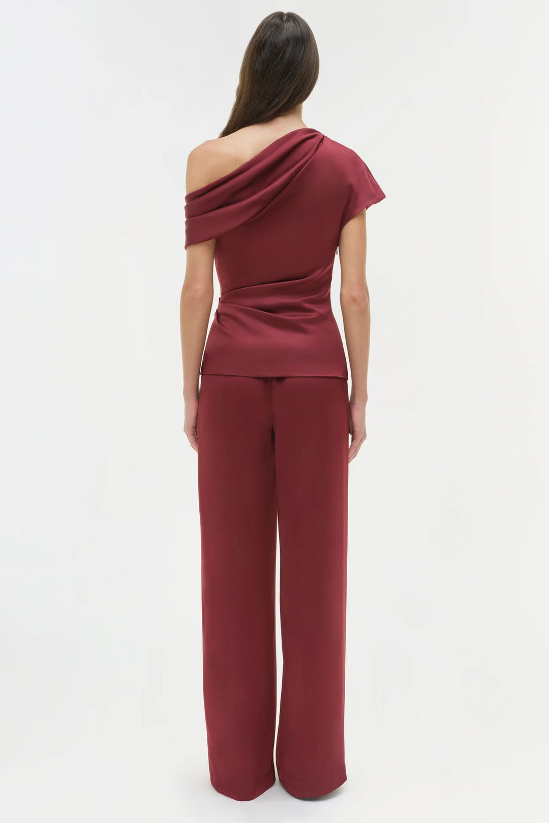 Phoebe Draped Satin Top - Cranberry