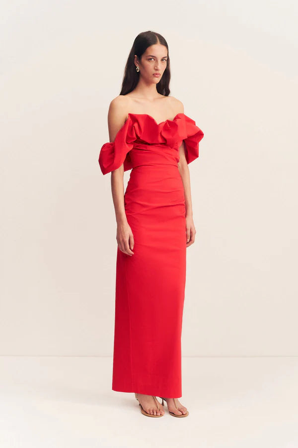 campbell off shoulder bubble maxi dress - goji
