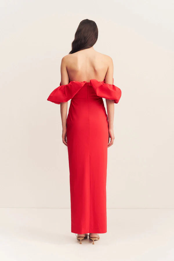 campbell off shoulder bubble maxi dress - goji