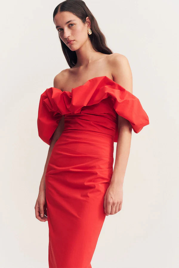 campbell off shoulder bubble maxi dress - goji