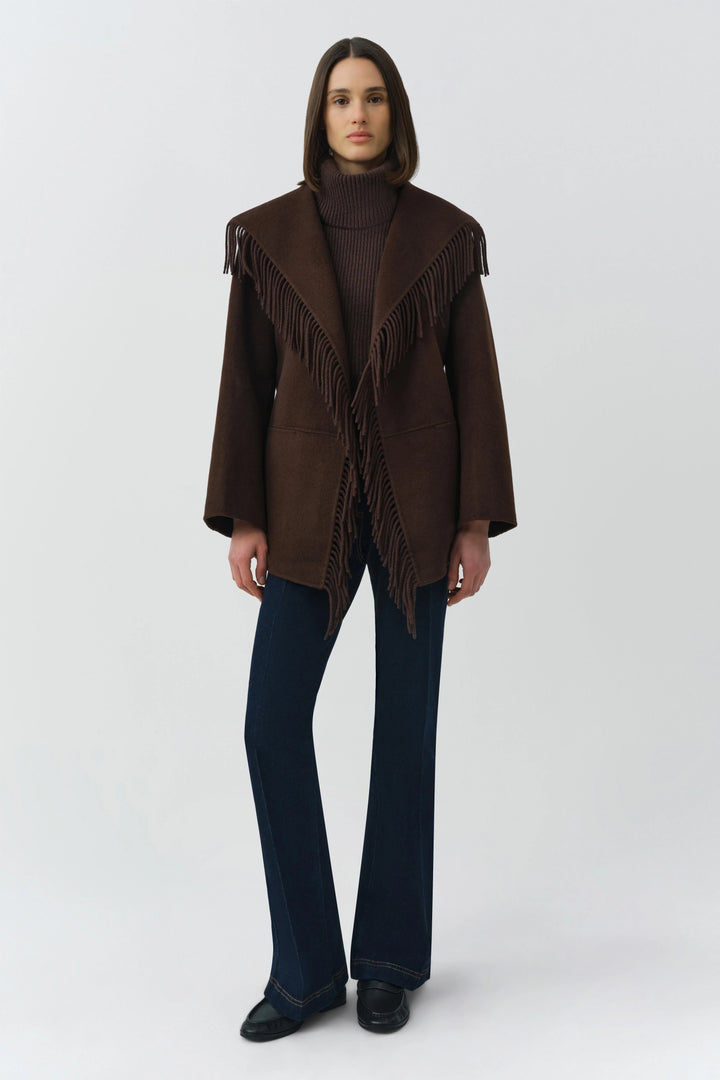 Rowen Fringe Jacket - Dark Brown