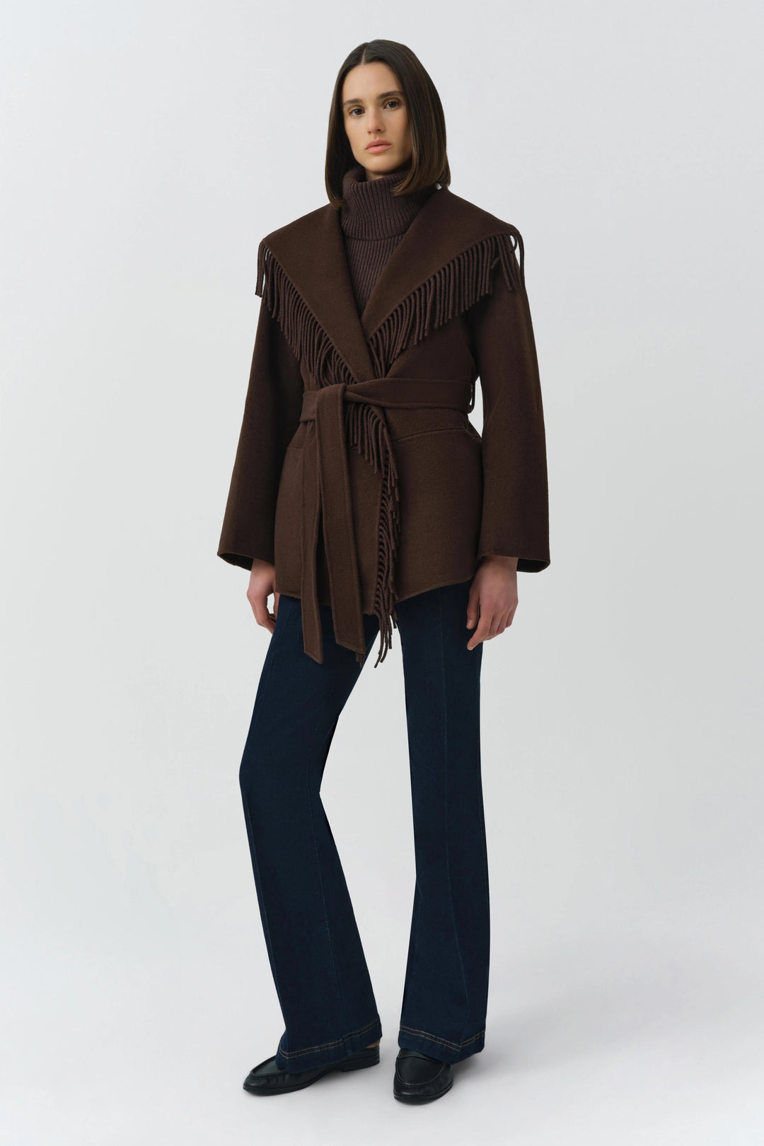 Rowen Fringe Jacket - Dark Brown