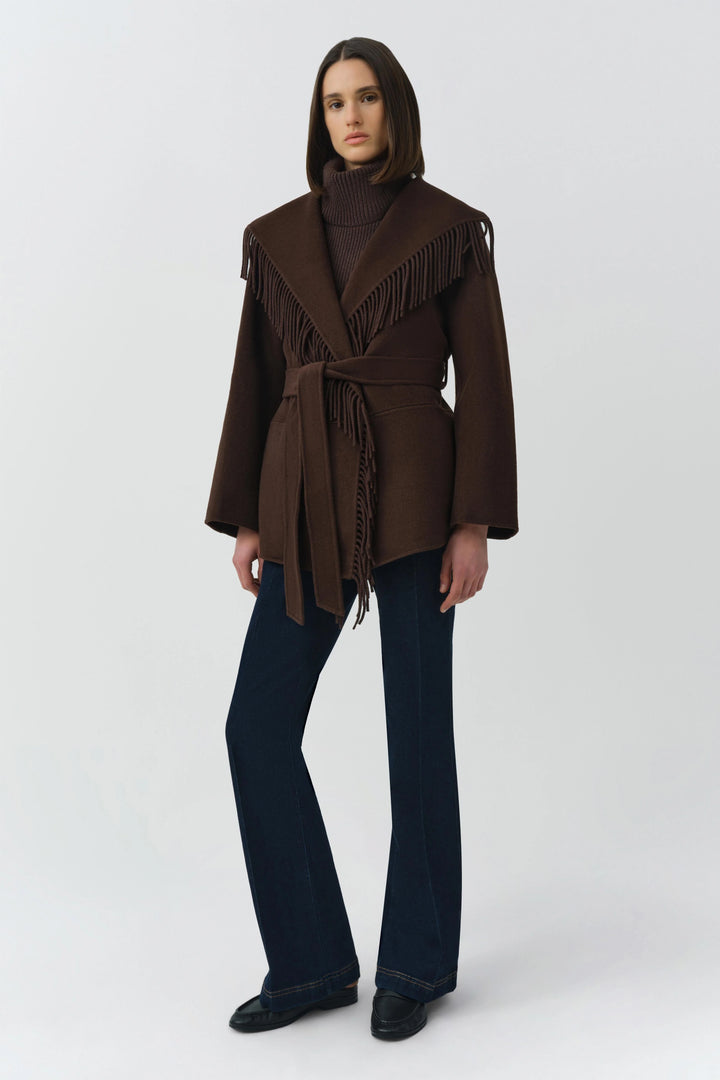 Rowen Fringe Jacket - Dark Brown