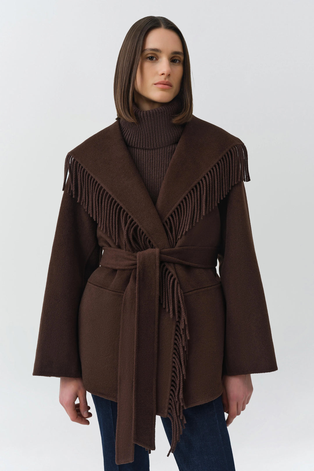 Rowen Fringe Jacket - Dark Brown
