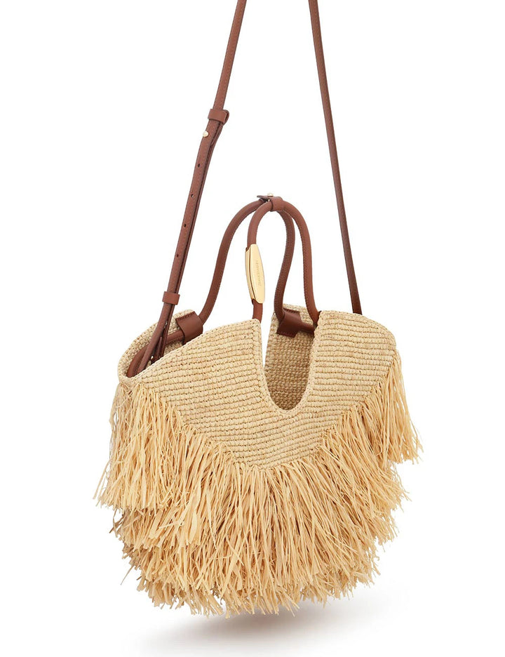 Goldentime Small Fringe Tote - Rarffia