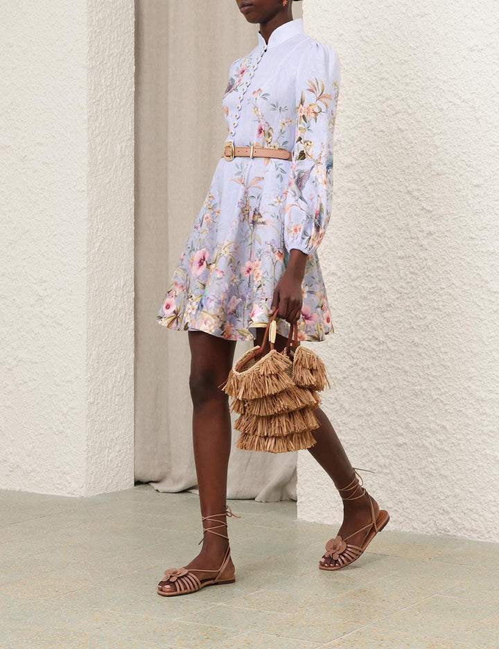 Rebellion Button Mini Dress - Blue Aviary