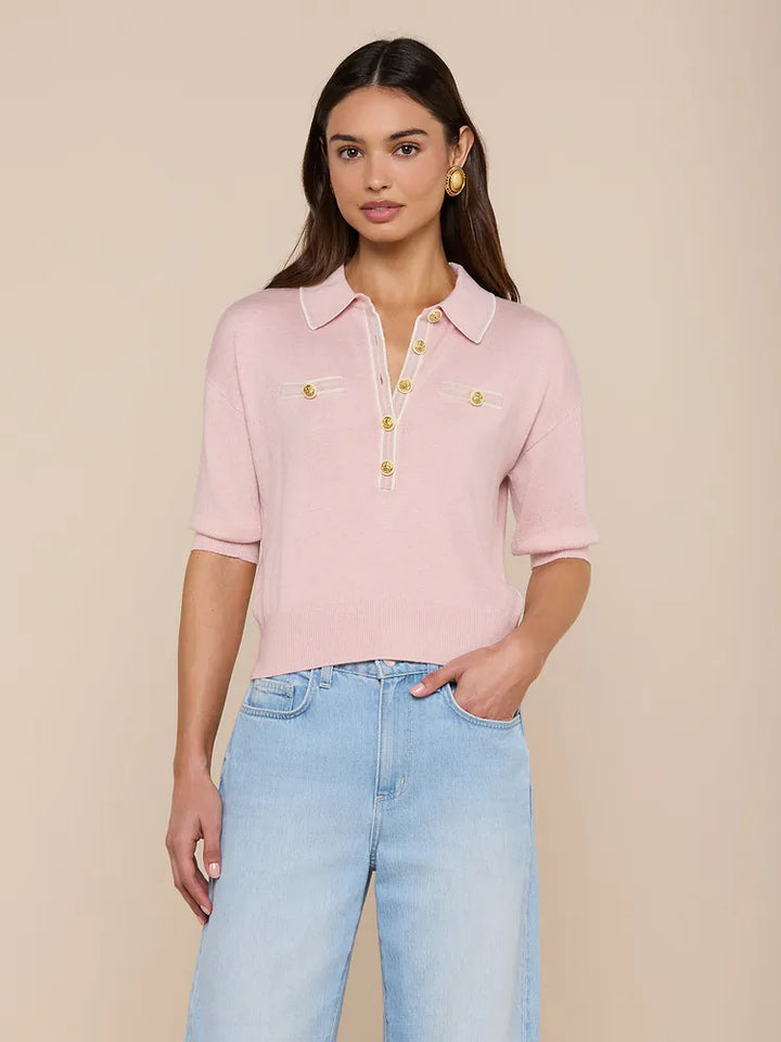 Masaki Collared Sweater - Light Pink