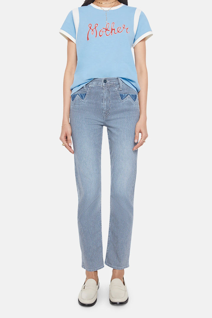 The Boxy Goodie Inset Tee- Medium Blue