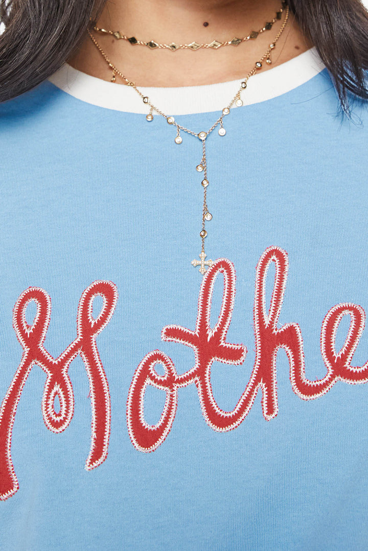 The Boxy Goodie Inset Tee- Medium Blue