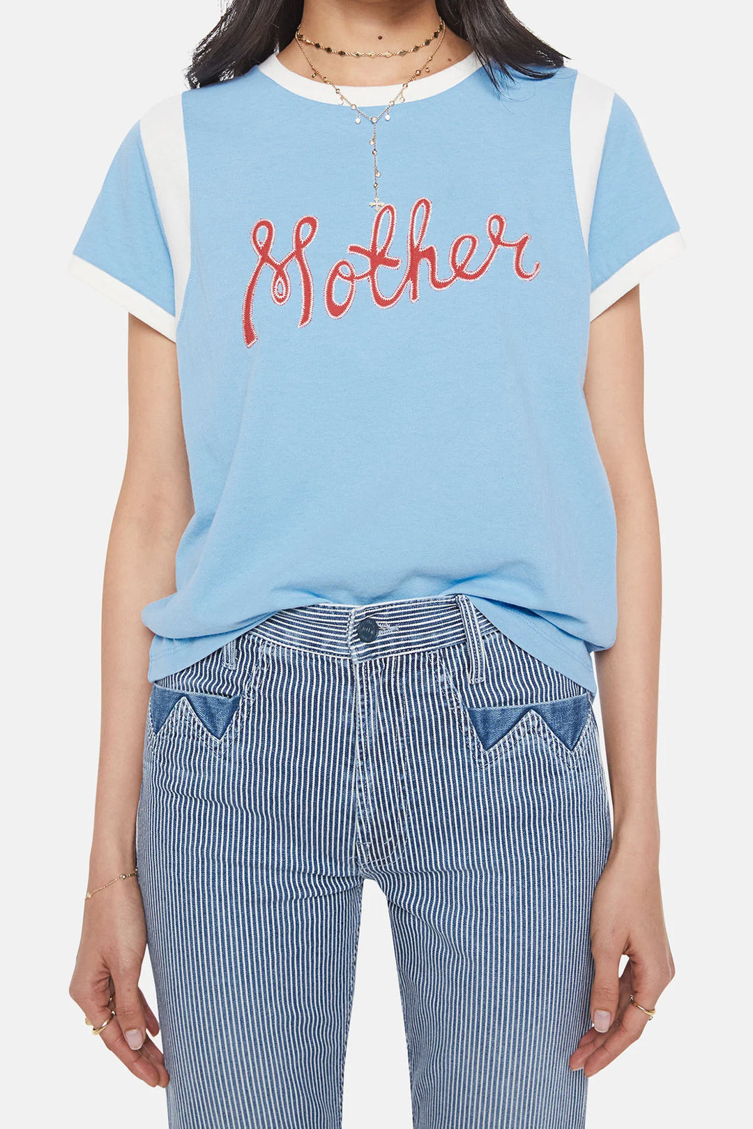 The Boxy Goodie Inset Tee- Medium Blue