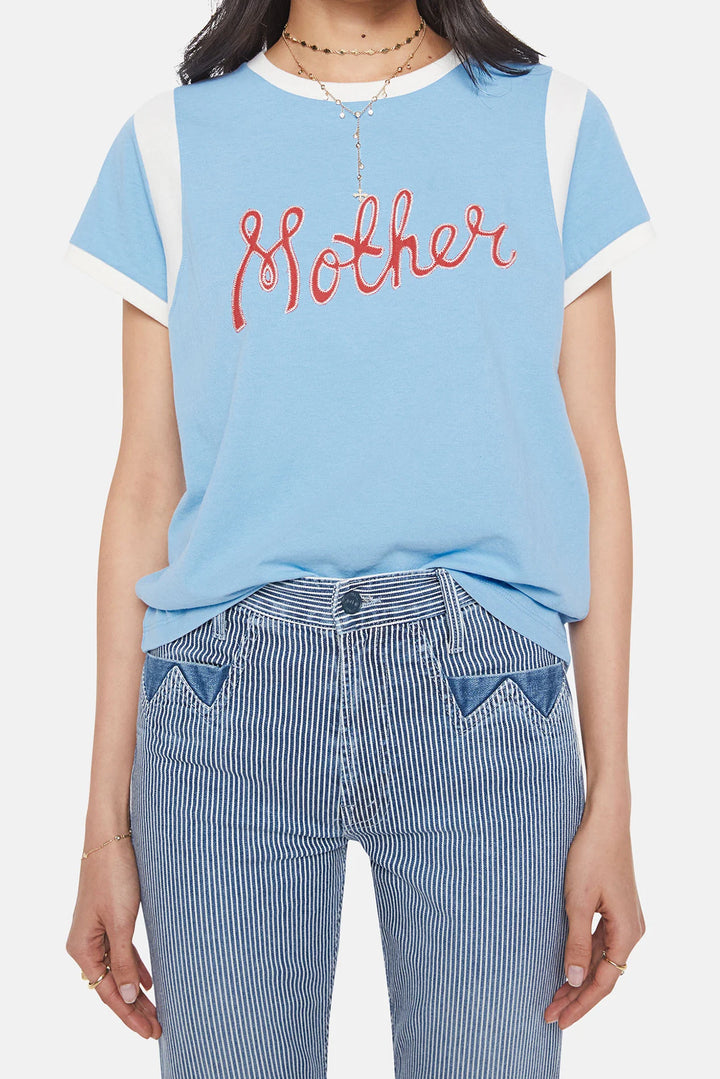 The Boxy Goodie Inset Tee- Medium Blue
