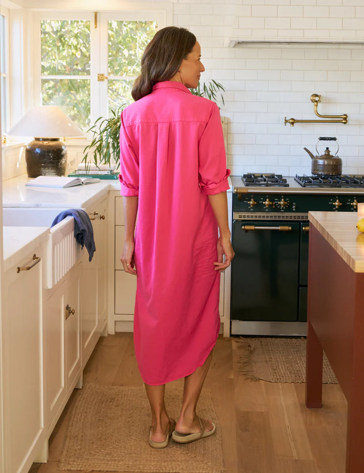 Rory Maxi Shirtdress - Hot Pink