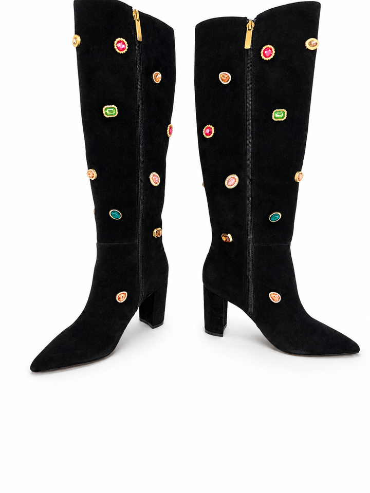 L'Agence Concourse Boot - Black with Jewels