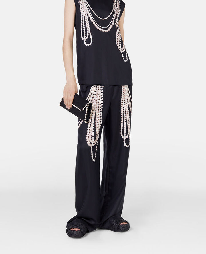 Falabella Pearl Edge Clutch - Black