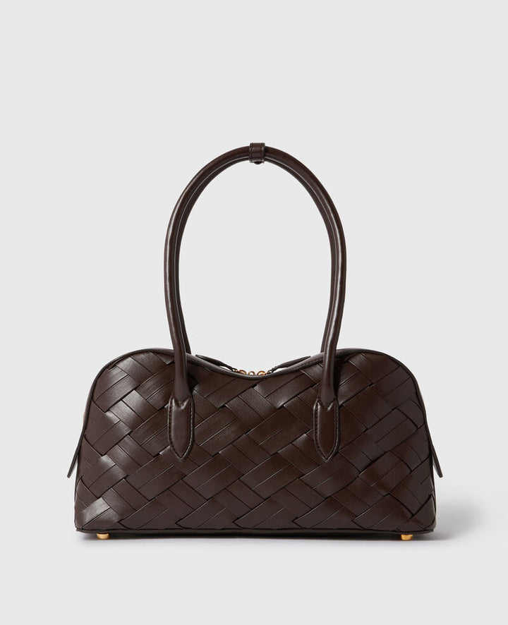 Stella Ryder Woven Shoulder Bag - Chocolate