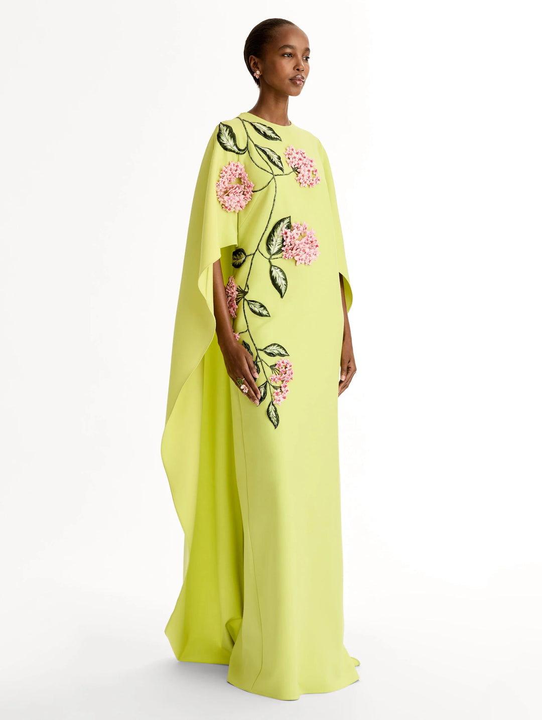 Porcelain Flower Embroidered Gown - Yellow Multi