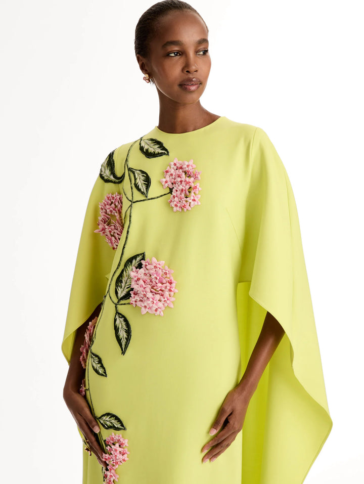 Porcelain Flower Embroidered Gown - Yellow Multi