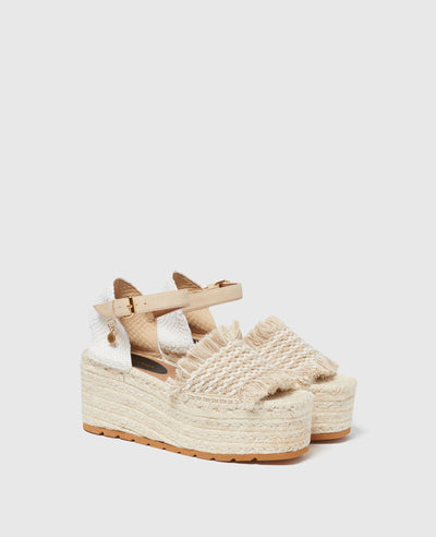 Gaia Platform Espadrille Wedges - Beige