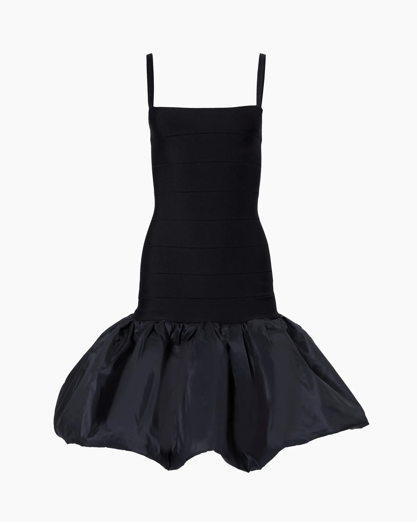 Banded Bubble-Hem Mini Dress - Black