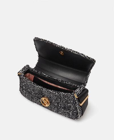 S-Wave Padded Tweed Shoulder Bag - Black