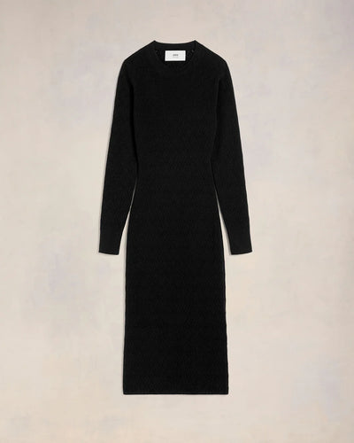 Ami de Coeur Pointelle Midi Dress - Black