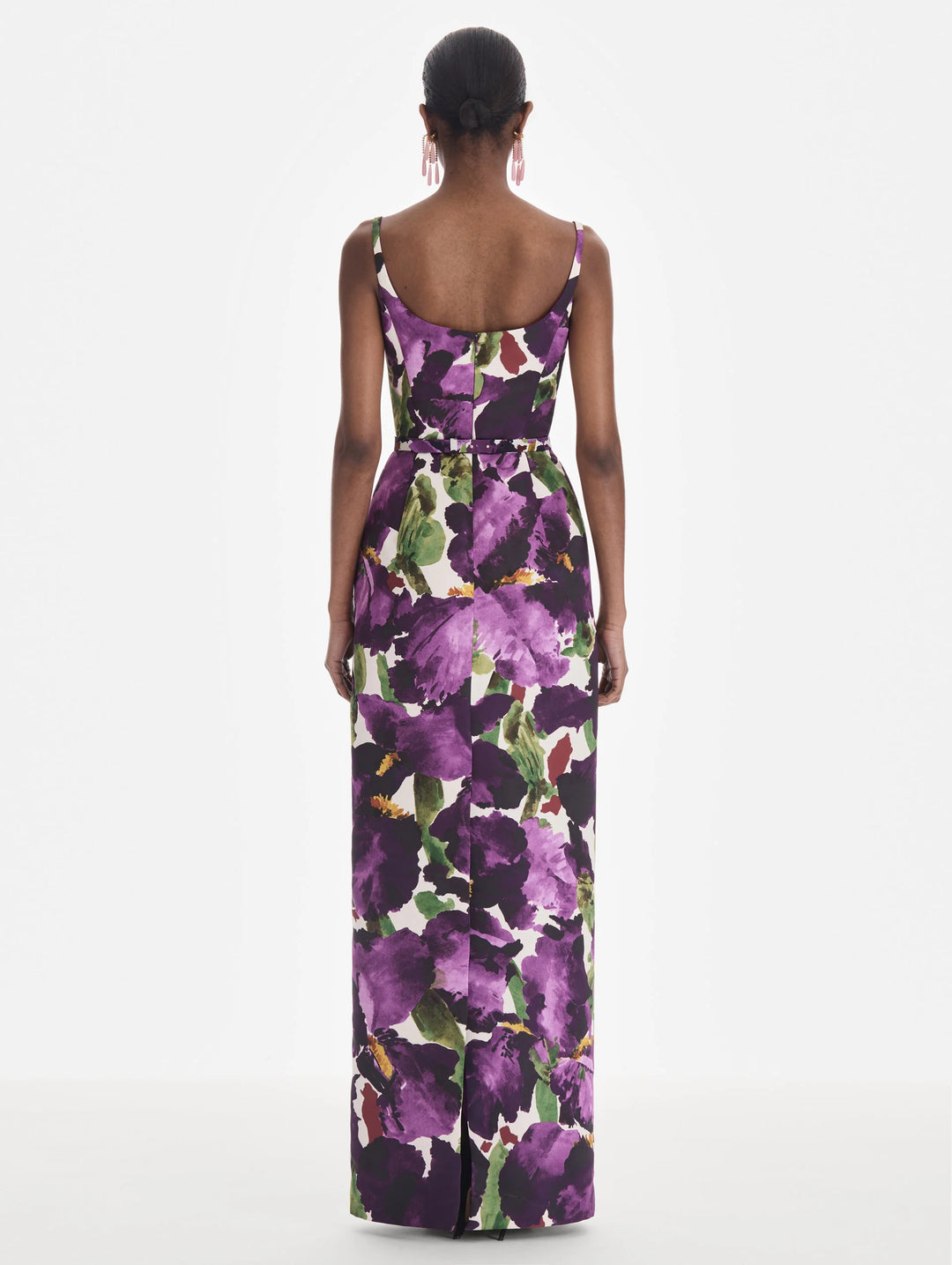 Sleeveless Watercolor Iris Faille Gown