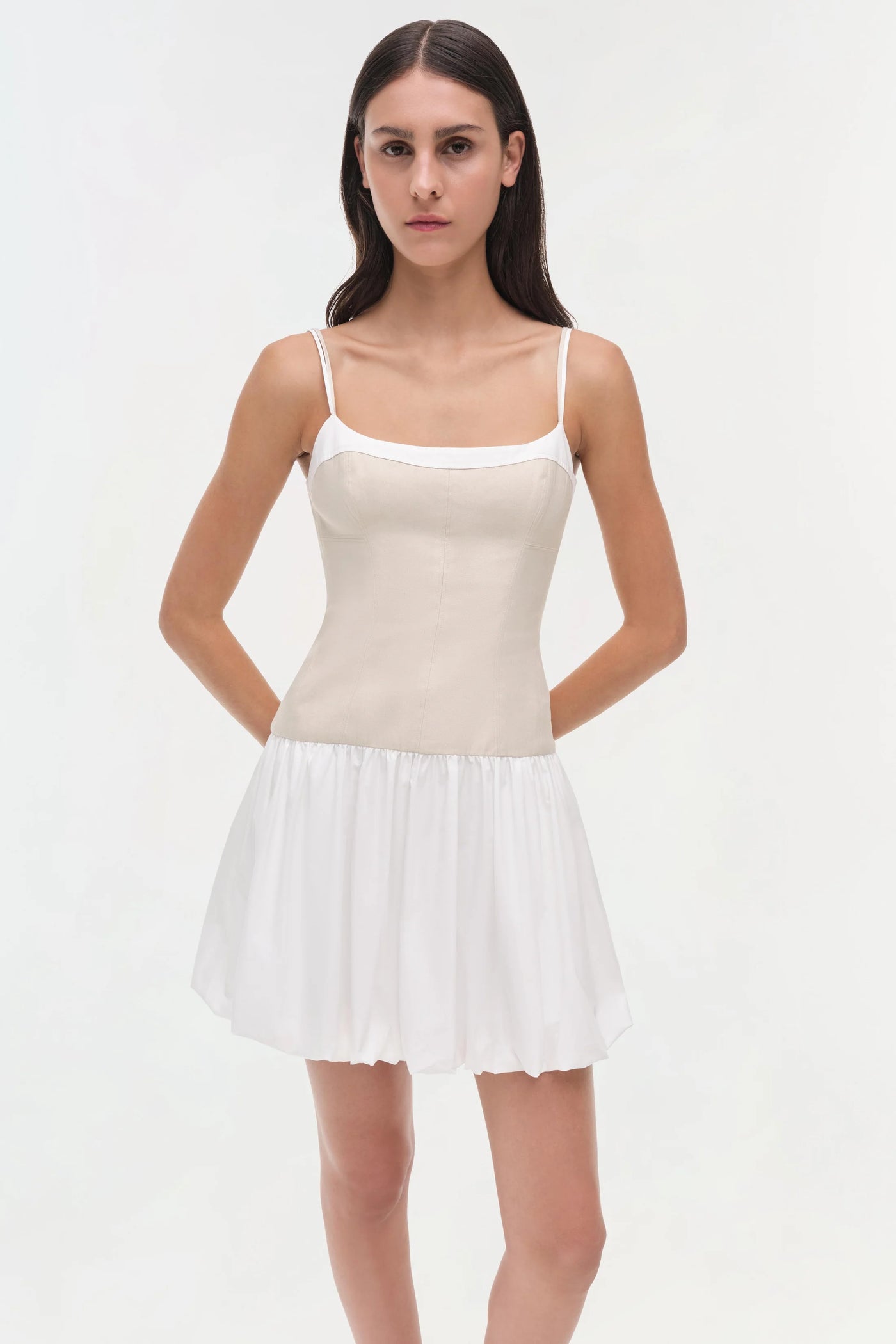 Fifi Cotton Linen Mini Dress - Sand Multi