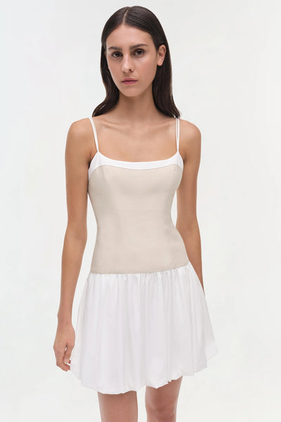 Fifi Cotton Linen Mini Dress - Sand Multi