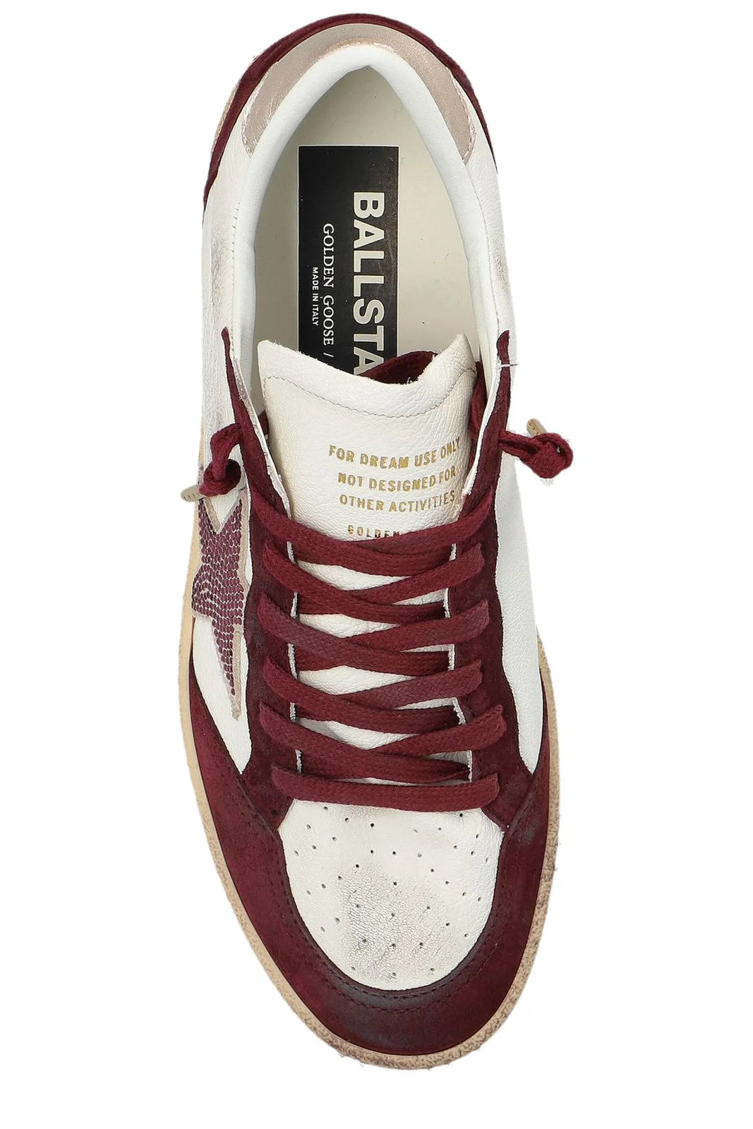Ballstar Nappa with Crystals - white and garnet