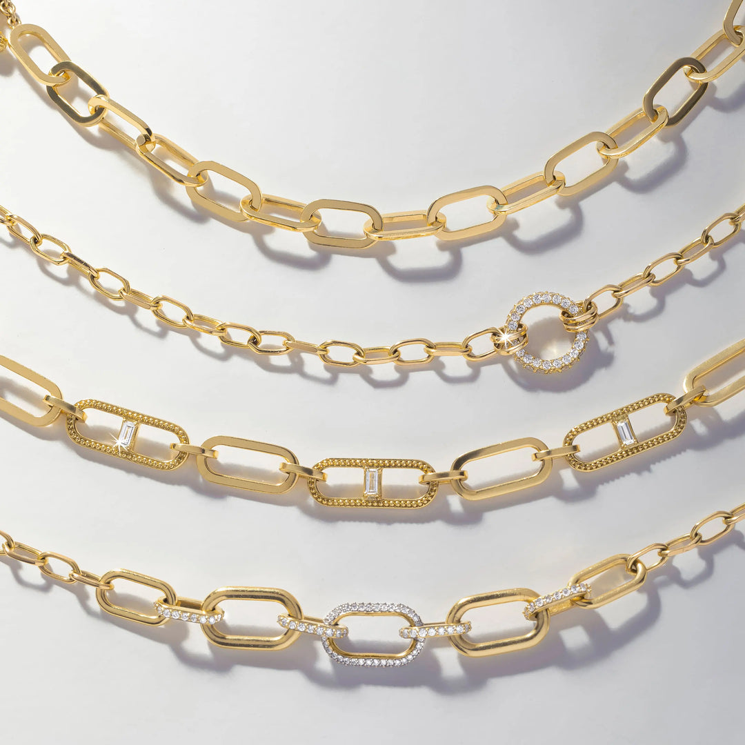 Open Diamond Round Link Necklace