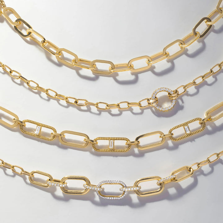 Open Diamond Round Link Necklace