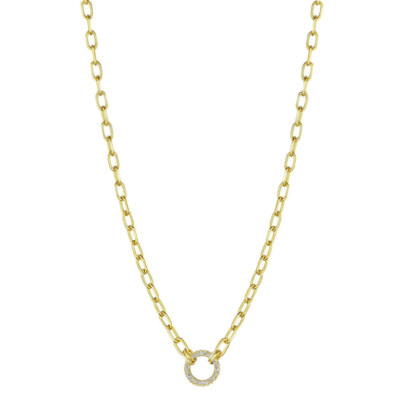 Open Diamond Round Link Necklace