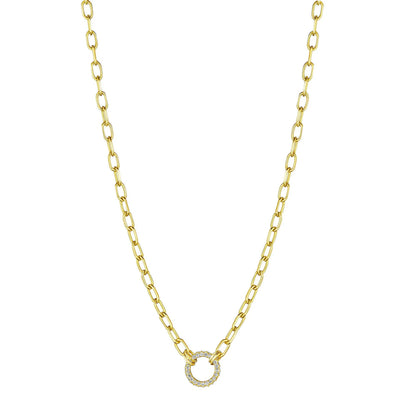 Open Diamond Round Link Necklace