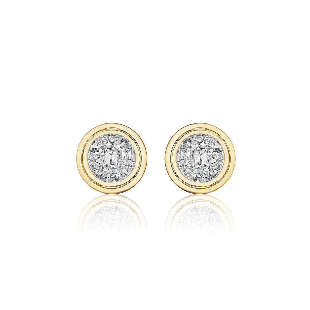 Beveled Round Illusion Stud Earrings
