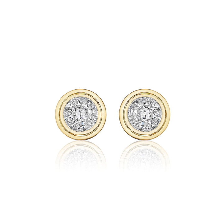 Beveled Round Illusion Stud Earrings