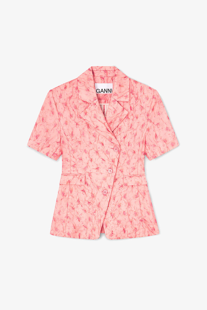Shibori Organza Blazer - Peach