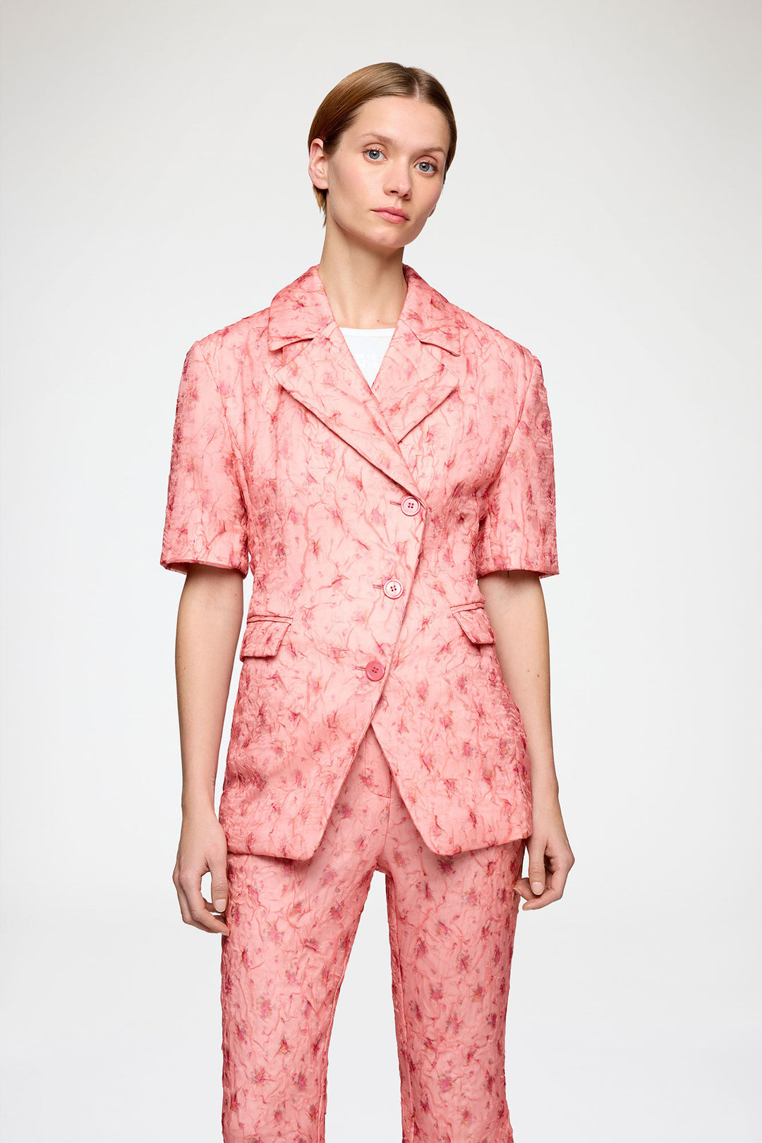 Shibori Organza Blazer - Peach