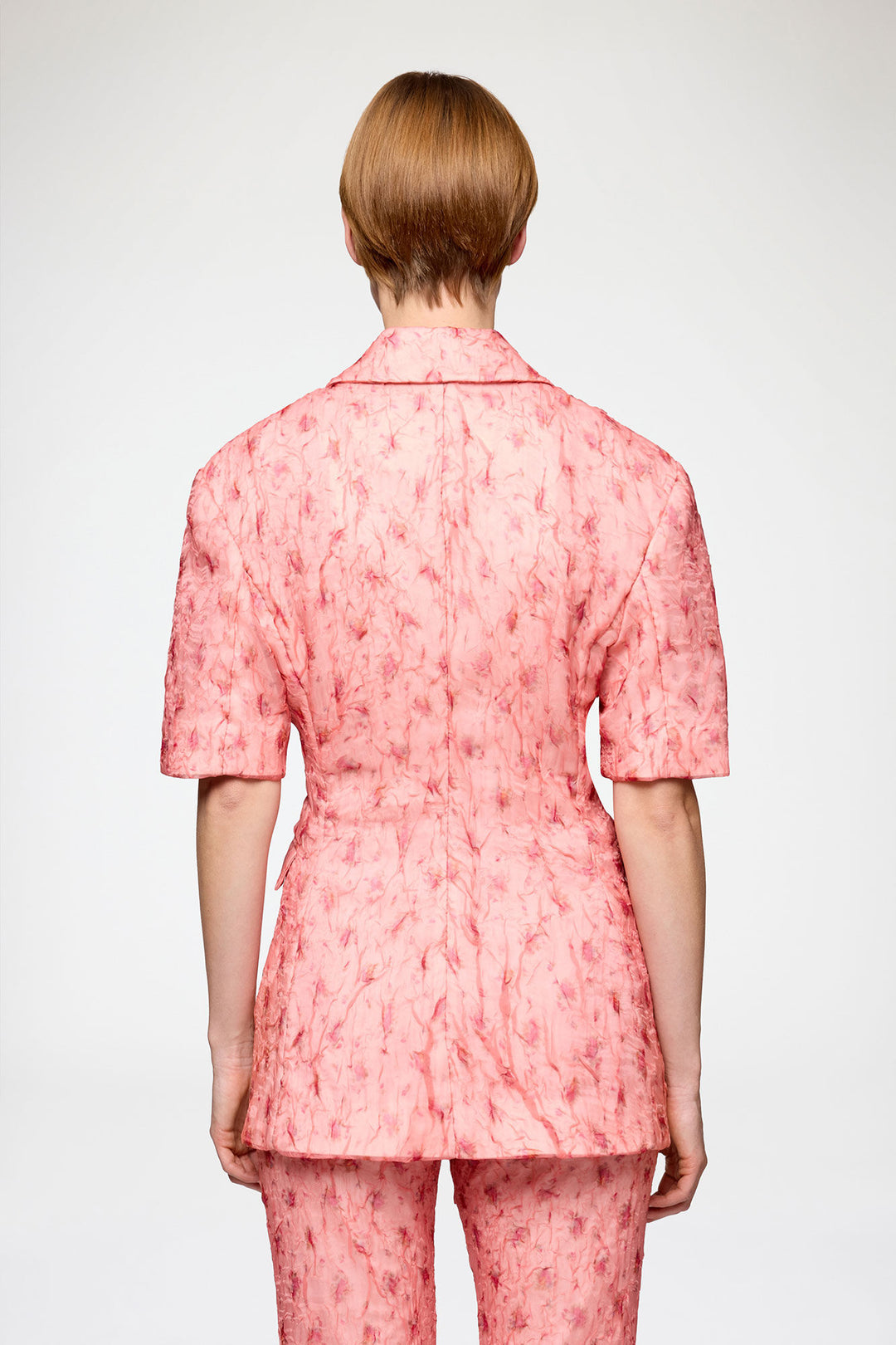 Shibori Organza Blazer - Peach