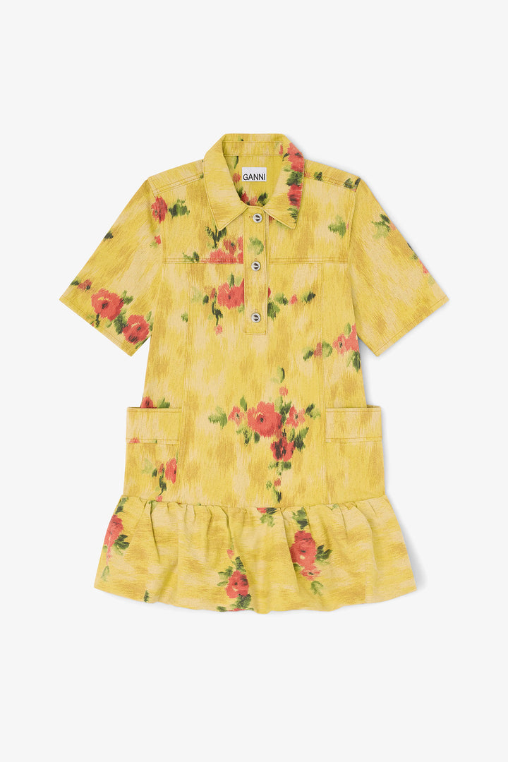 Print Denim Mini Dress - Bright Multi