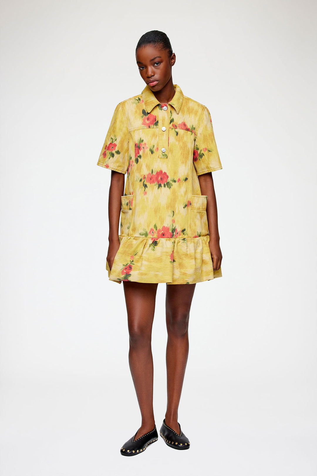 Print Denim Mini Dress - Bright Multi