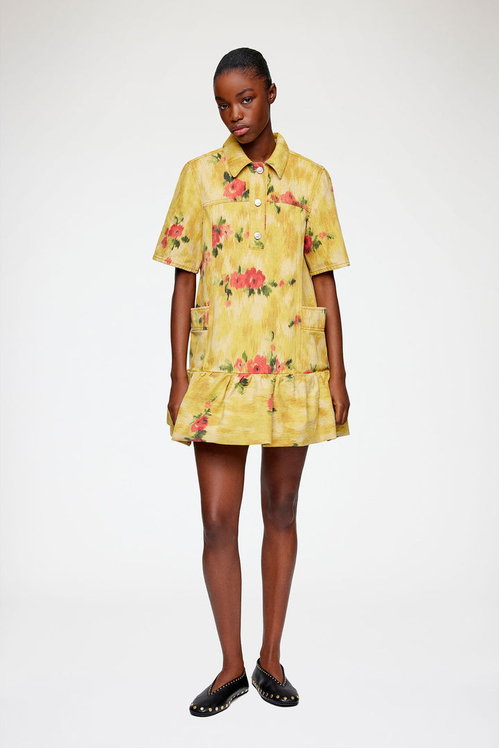 Print Denim Mini Dress - Bright Multi