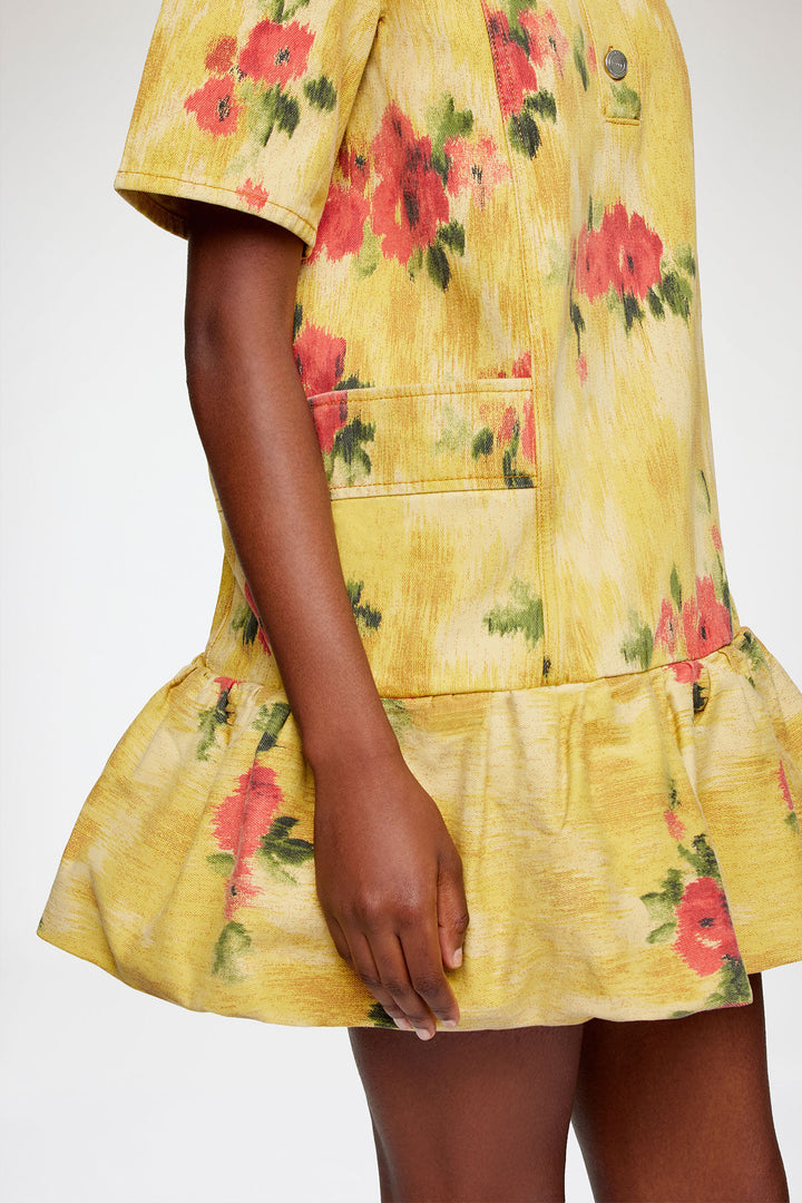 Print Denim Mini Dress - Bright Multi