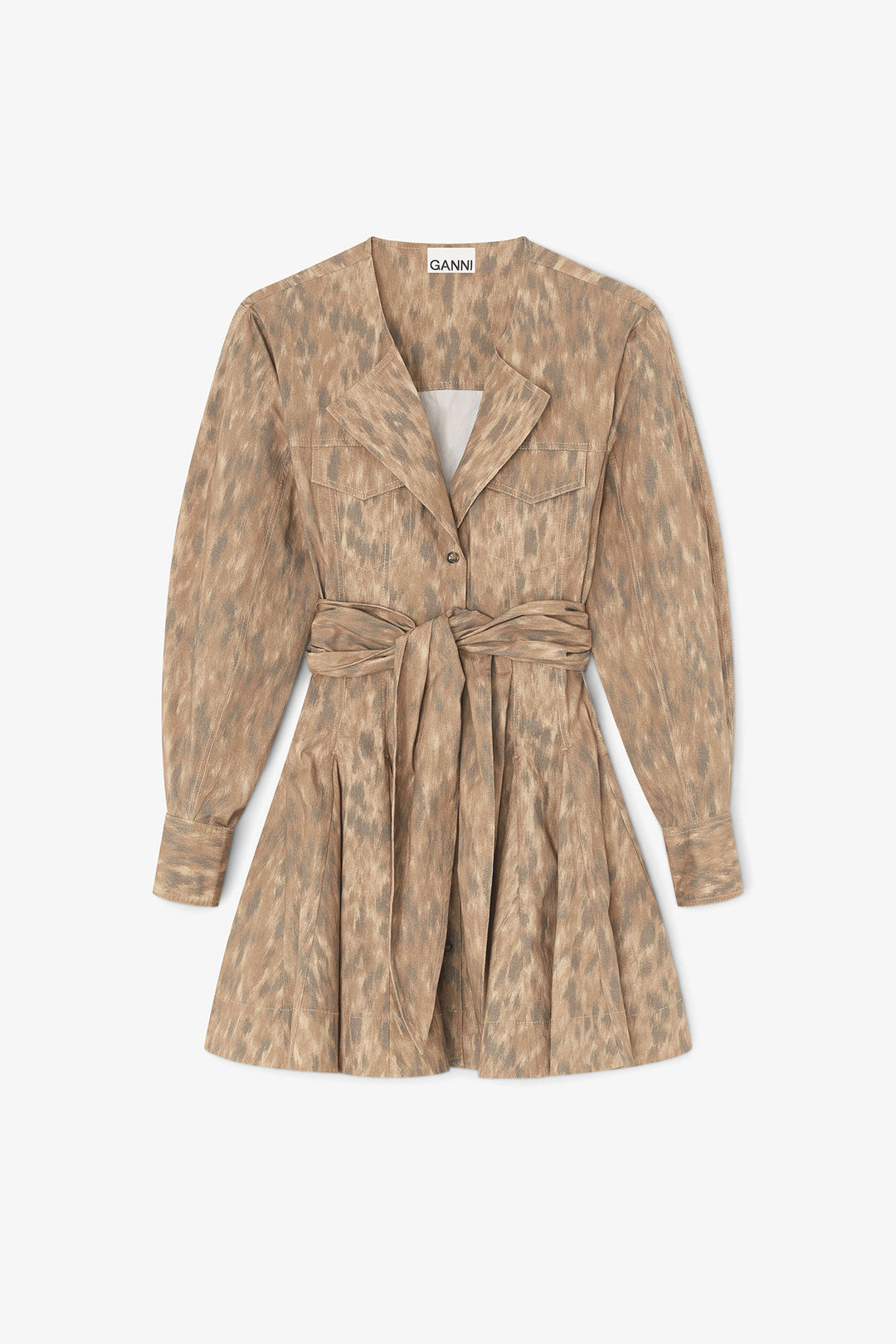 Shirt Dress in Stretch Cotton - Brown Print Coplons Shirt Dress in Stretch Cotton - Brown Print Coplons